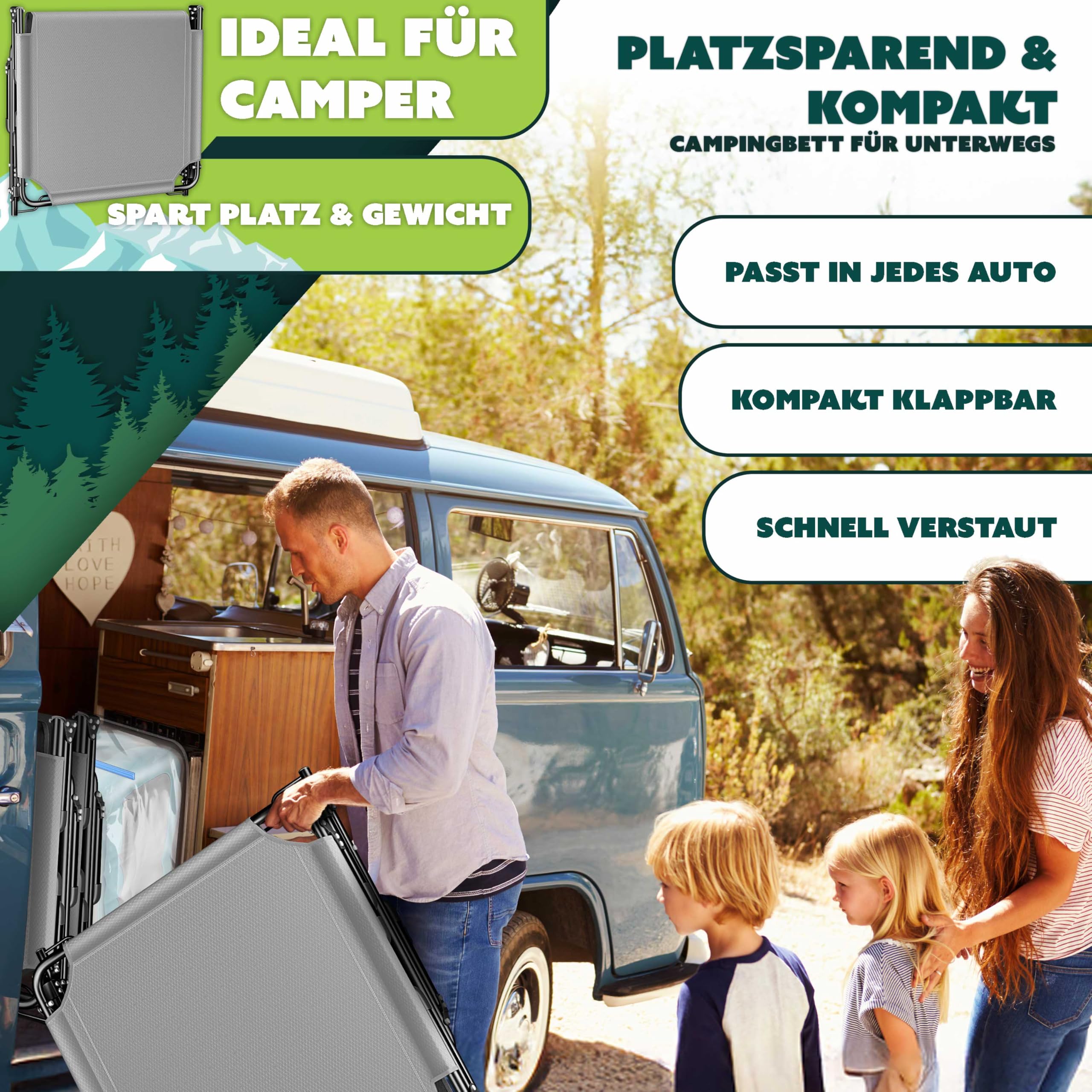KESSER® Lettino da campeggio pieghevole, 190 x 68 x 30 cm, portata fino a 250 kg, in tessuto Oxford e robusto telaio in acciaio, sdraio da campeggio con borsa per il trasporto, cuscino per il collo