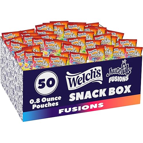Welch's Fruit Snacks, Juicefuls Fusions, Assorted Fruit Flavor, Stocking Stuffers, Bulk Pack, Gluten Free, Natural Colors & Flavors, 0.8oz (Pack of 50)