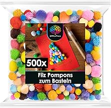 OfficeTree 500 Colourful Pompoms for Crafts Mix - Felt Balls Colourful Various Sizes - Pompoms for Crafts for Children and Adults - Decorating Decorating Sewing DIY