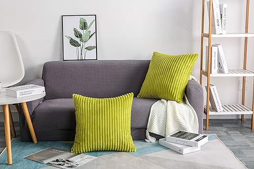 Miniatura 10 de TangDepot - Juego de 2 fundas de terciopelo suave a rayas grandes de pana para cojín