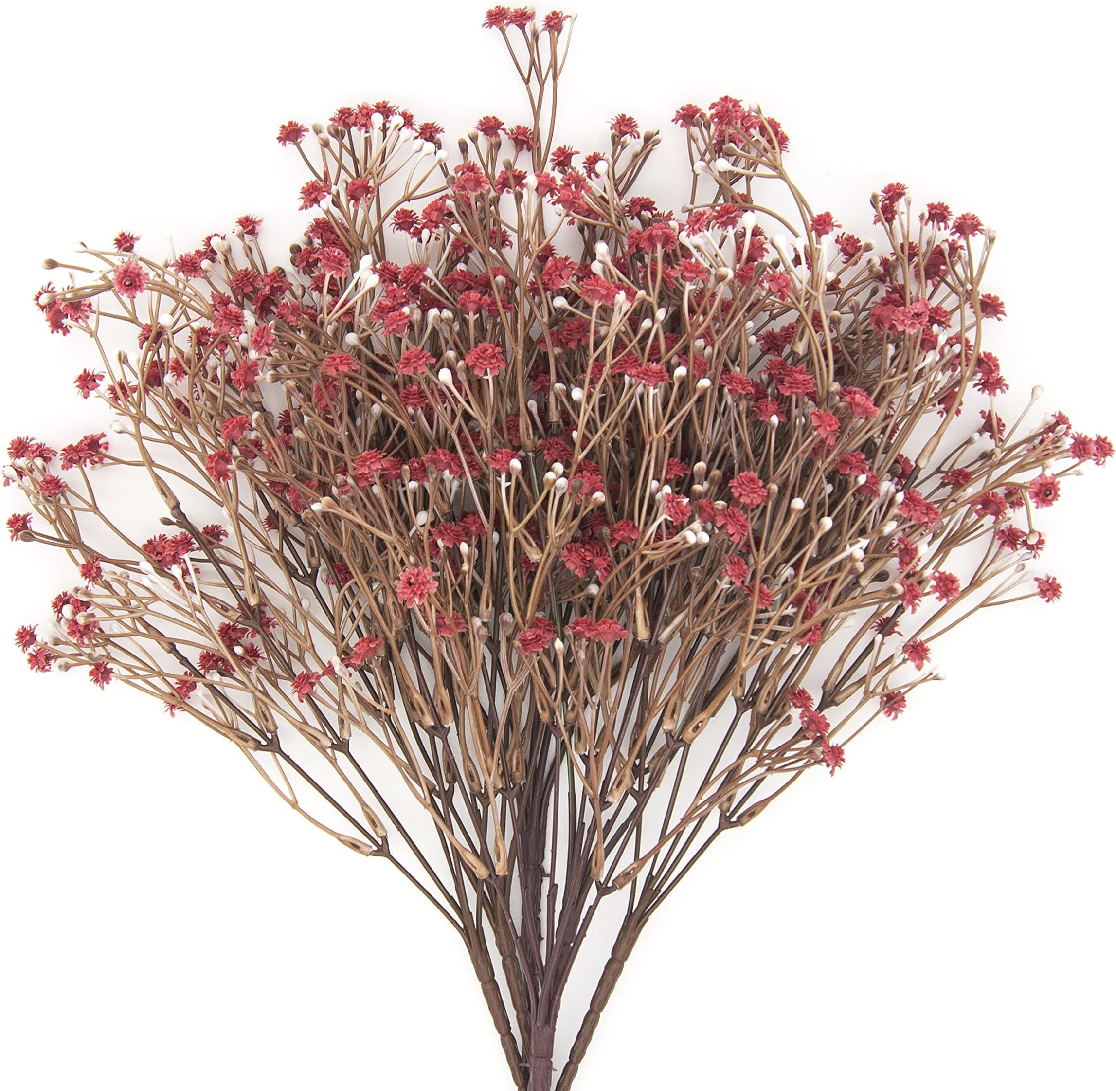 6pcs Artificial Baby Breath Flower Fake Gypsophila Plants Bouquets For Wedding Home DIY Decoration (Red,35cm)