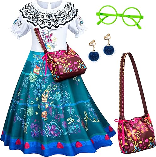 Magic Family Princess Costume Dress for Girls Birthday Halloween Party with Full Accessories