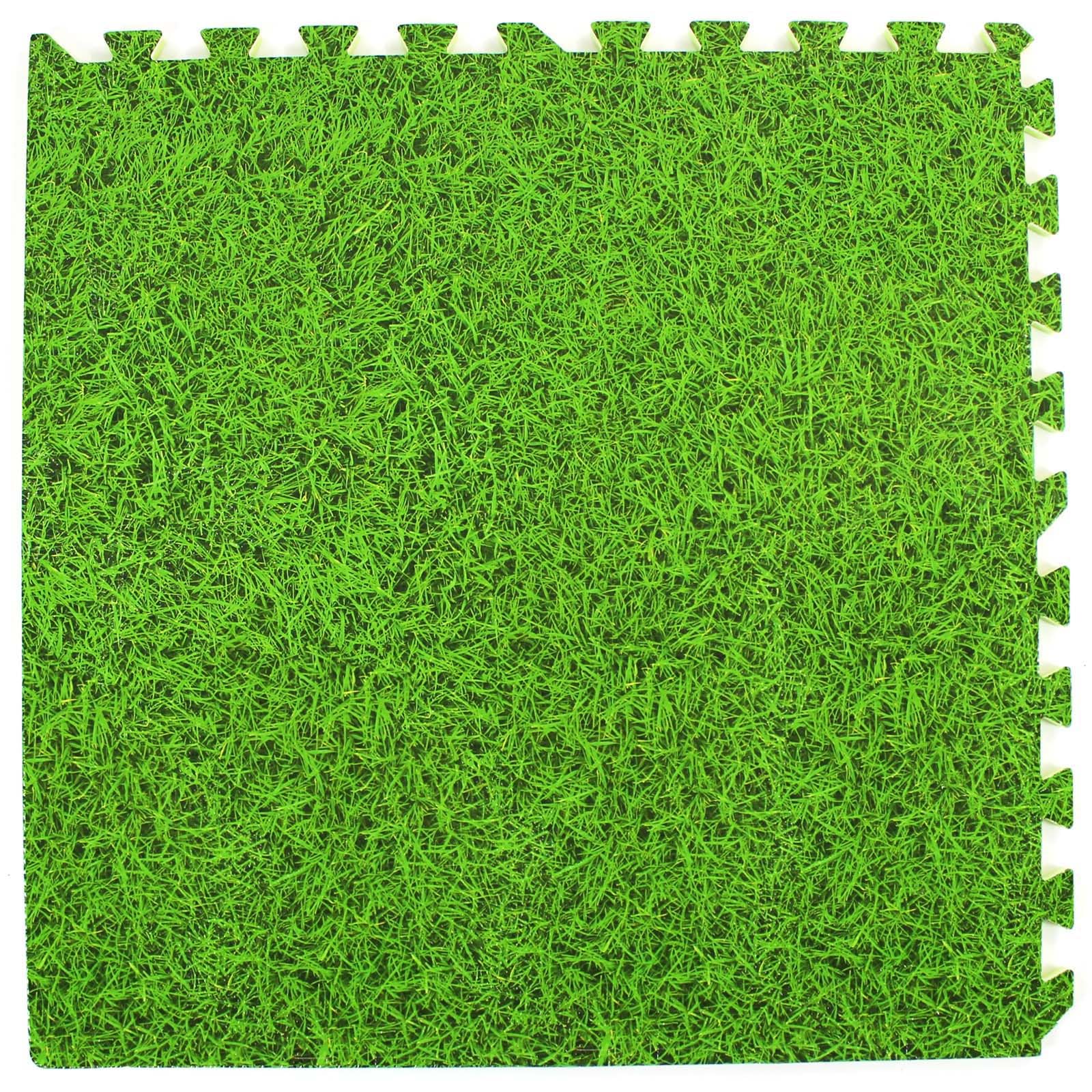 Actiasmat Grass Effect EVA Interlocking Foam Mats - Non Slip Exercise, Indoor & Outdoor Rubber Mats 60x60cm (32 Tiles (128 Sq Ft))