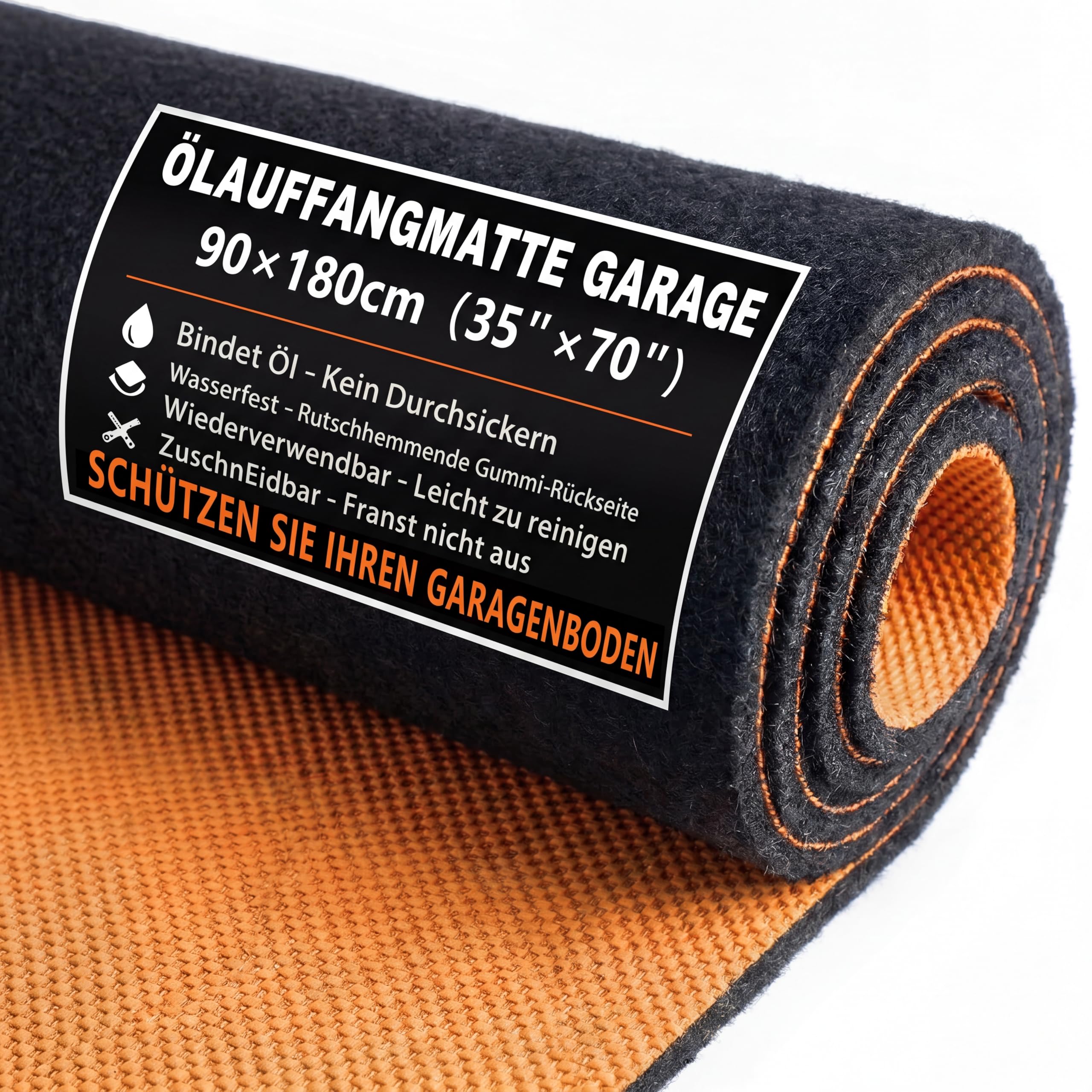 Tapis récupérateur d'huile - 90 x 180 cm - Tapis de sol de garage et tapis de protection du sol avec base en caoutchouc antidérapante de 6 mm - Dos en caoutchouc imperméable - Tapis d'atelier