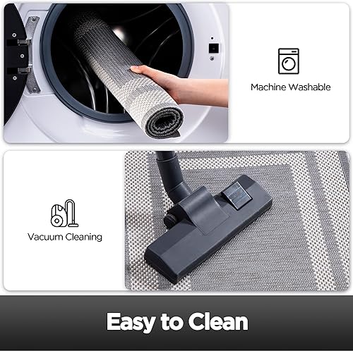 Miniatura 7 de UBTKEY Juego de 2 alfombras de cocina, antideslizantes, lavables, absorbentes, 2 piezas para frente del fregadero, lavandería y pasillo, 17 x 30 +