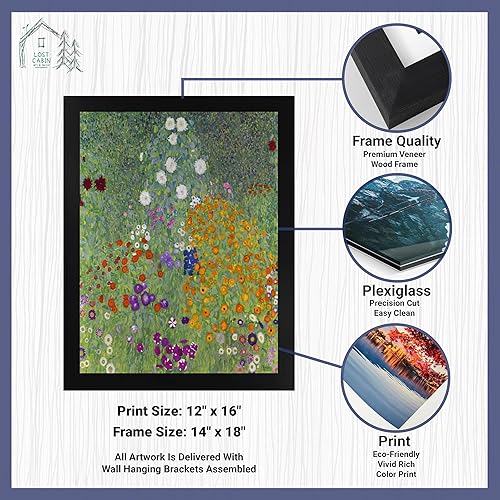 Miniatura 2 de Lost Cabin Blumengarten de Gustav Klimt  Impresión en marco plano negro  Reproducción de pinturas de obras de arte finas  Póster decorativo