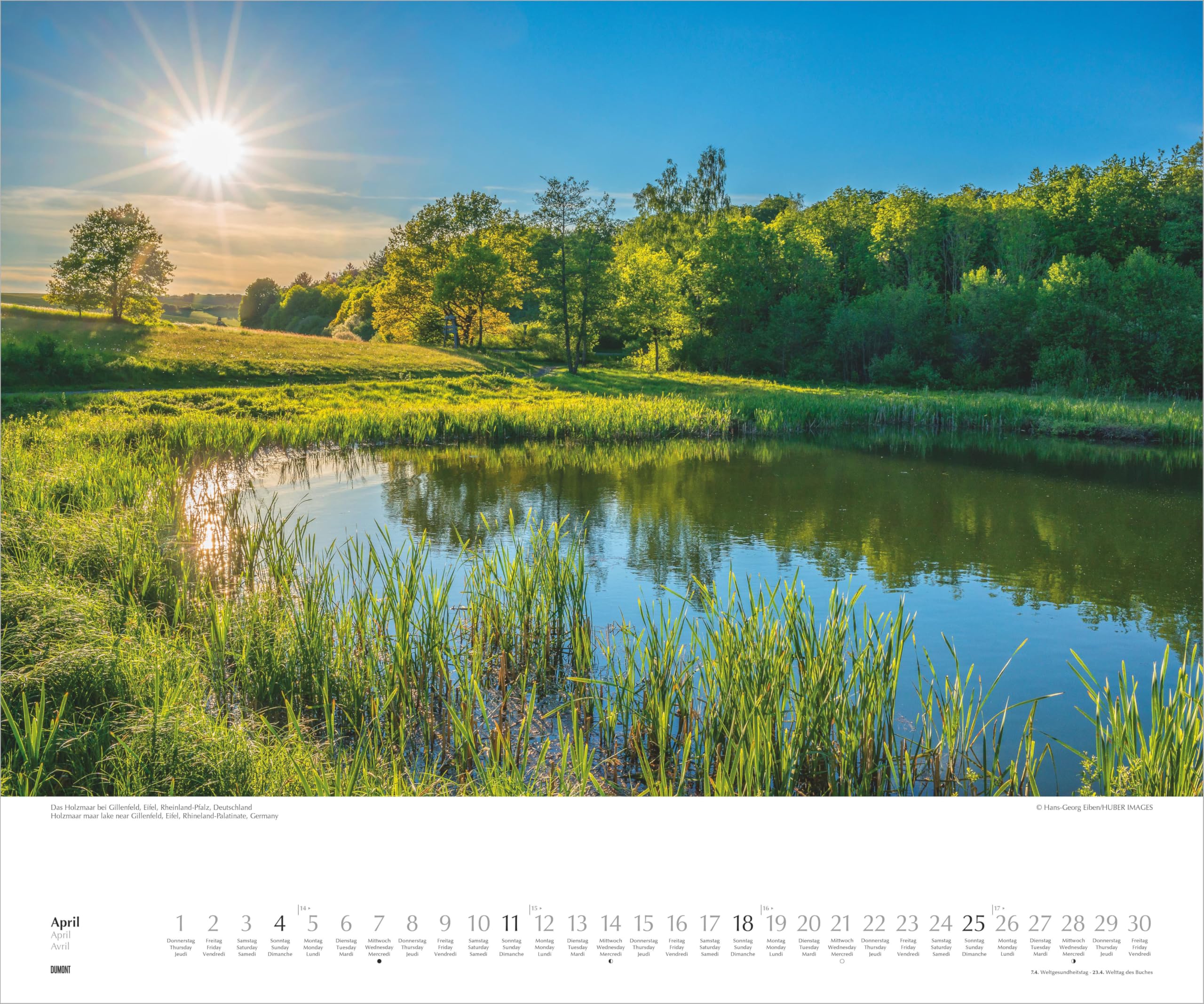 Licht in der Landschaft 2027: Wandkalender 60x50 cm mit Landschaftsimpressionen und 3-sprachigem Kalendarium