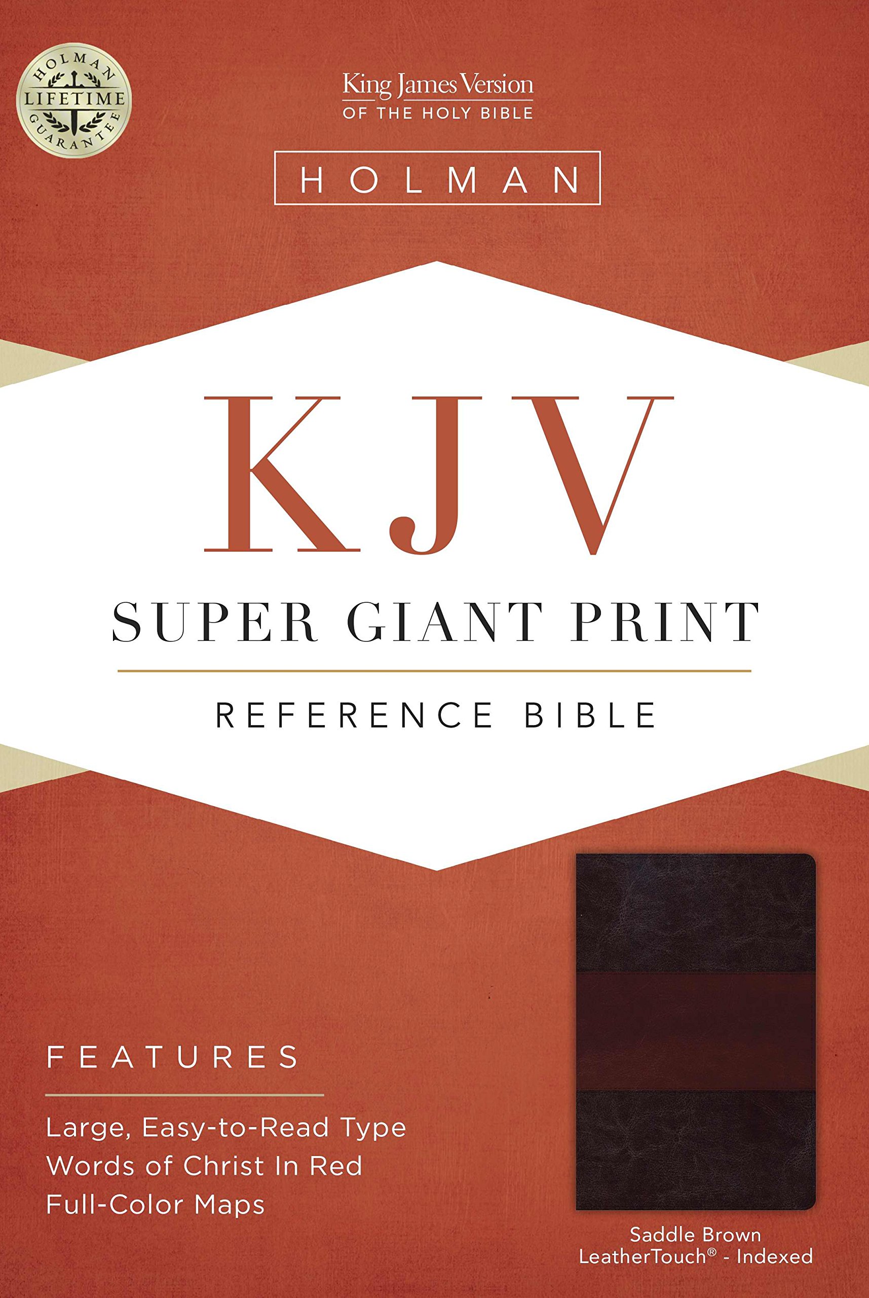 KJV Super Giant Print Reference Bible, Saddle Brown LeatherTouch Indexed Imitation Leather – April 1, 2015