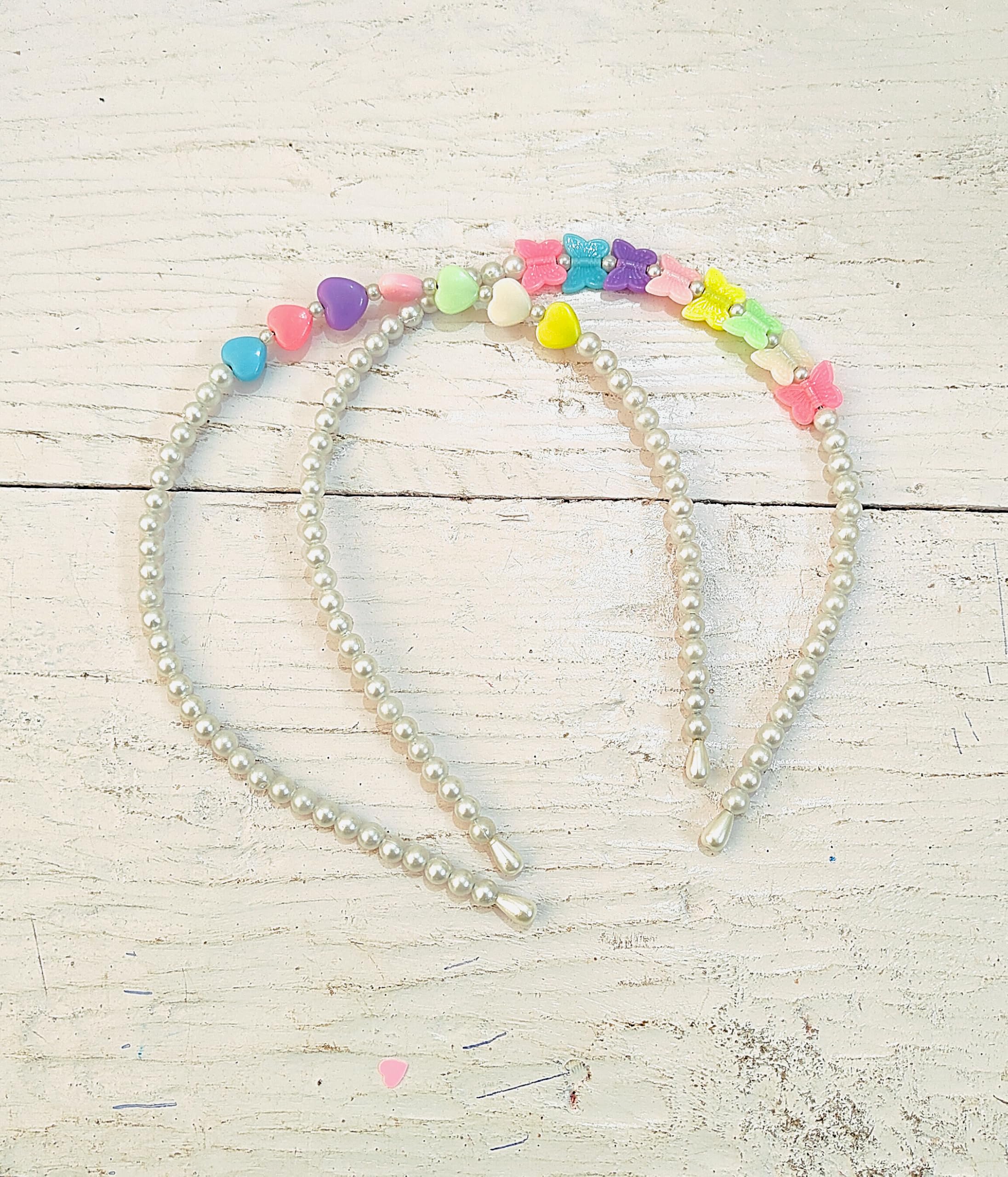 PAKHIRA White Pearl Heart and Butterfly Beads Hairband Hair band For Girls Kids (white- 2) (B0D1MXNWXW) Amazon Price History, Amazon Price Tracker