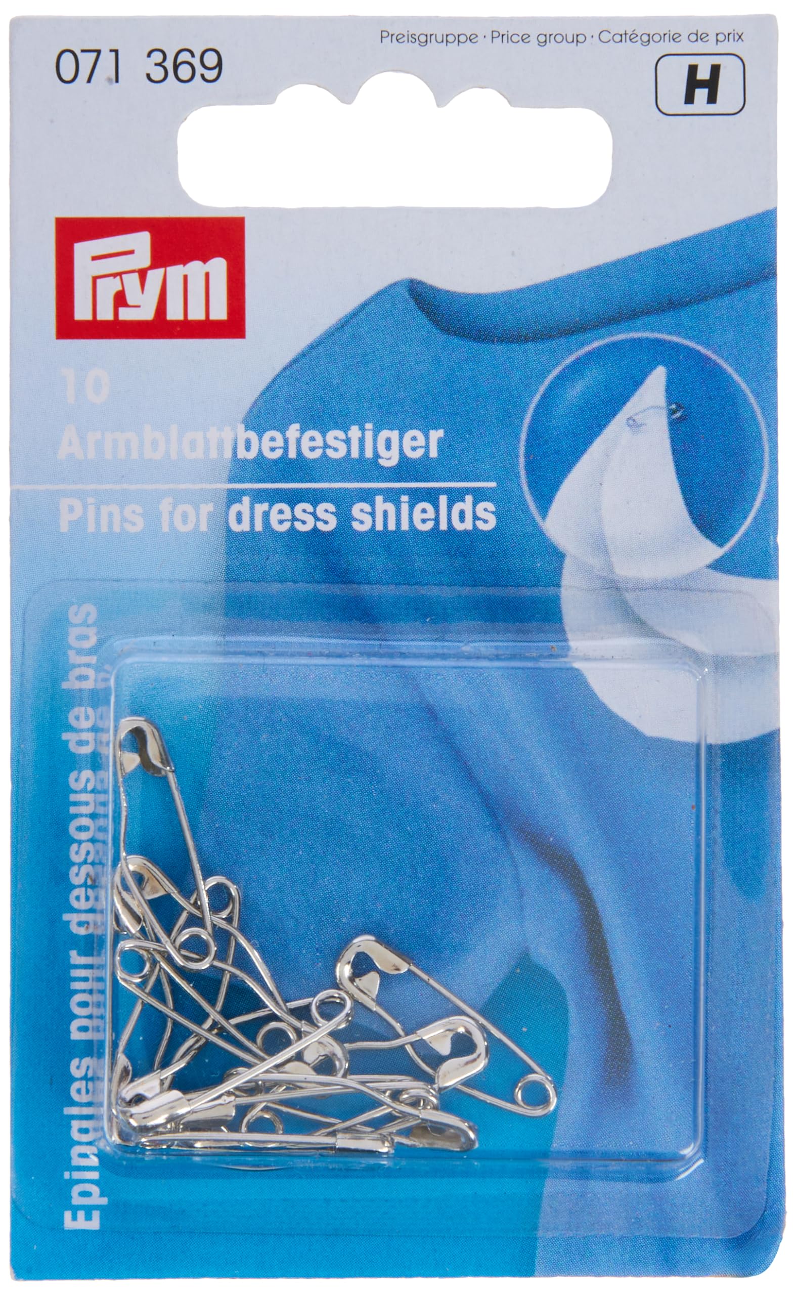 Prym Safety Pins for Dress Shields Brass Silver col 19 mm