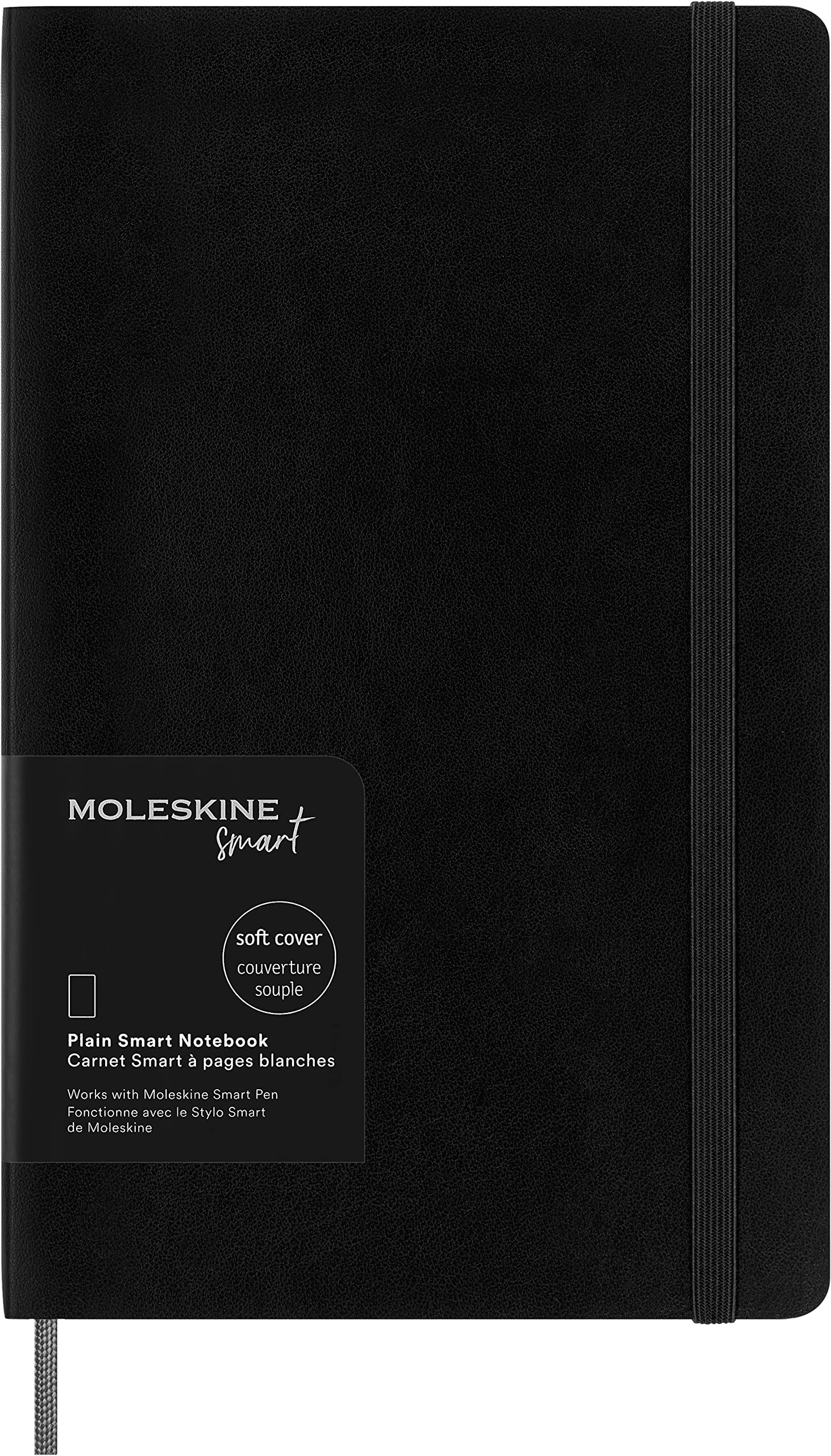 Moleskine Smart Notebook, Sistema di Smart Writing, Smart Notebook con Copertina Morbida, Pagine Bianche e Chiusura Elastica, Formato Large 13 x 21, Colore Nero
