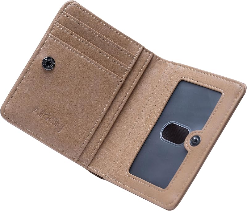 Carteira compacta Alldaily com bloqueio RFID, dobrável, bege