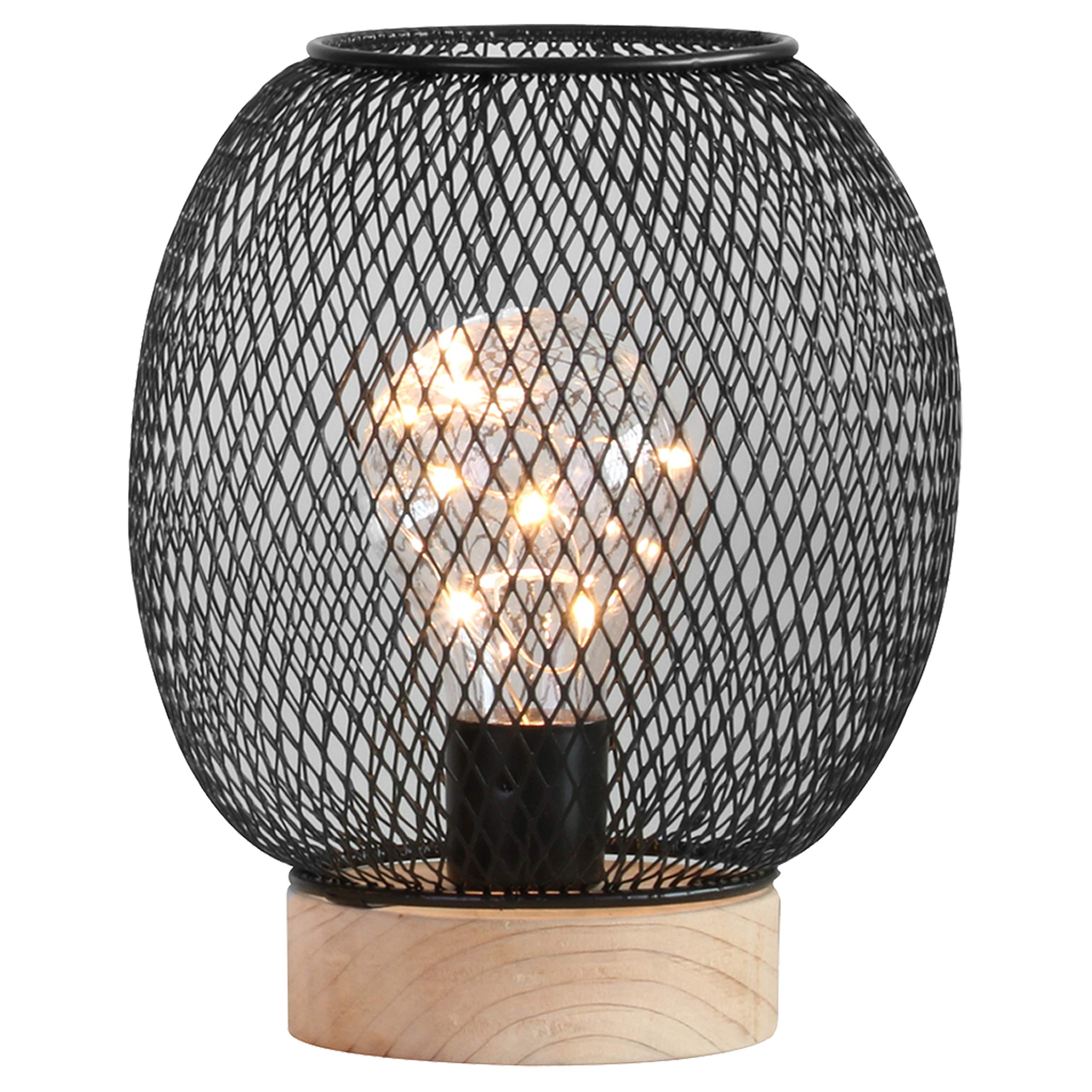URBNLIVING Industrial Vintage Retro Battery Operated LED Desk Lamp Light Up Bedside Lantern Home Office (Round)