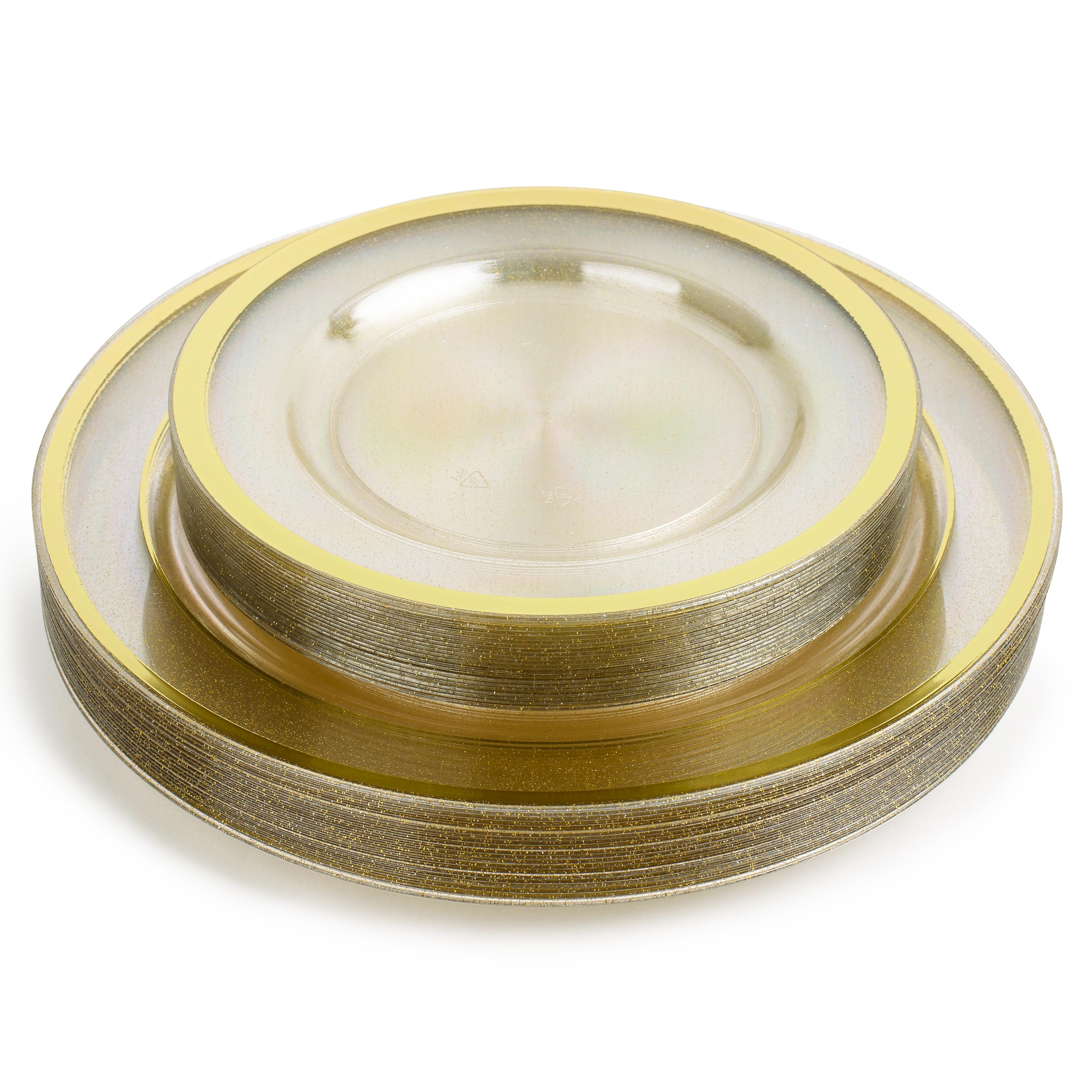 Assiette Reutilisable - 40 Assiettes Plates Plastique Premium sans BPA avec Bord Doré (26cm & 19cm) - Rigide et Élégante pour Mariages, Anniversaires & Cocktails
