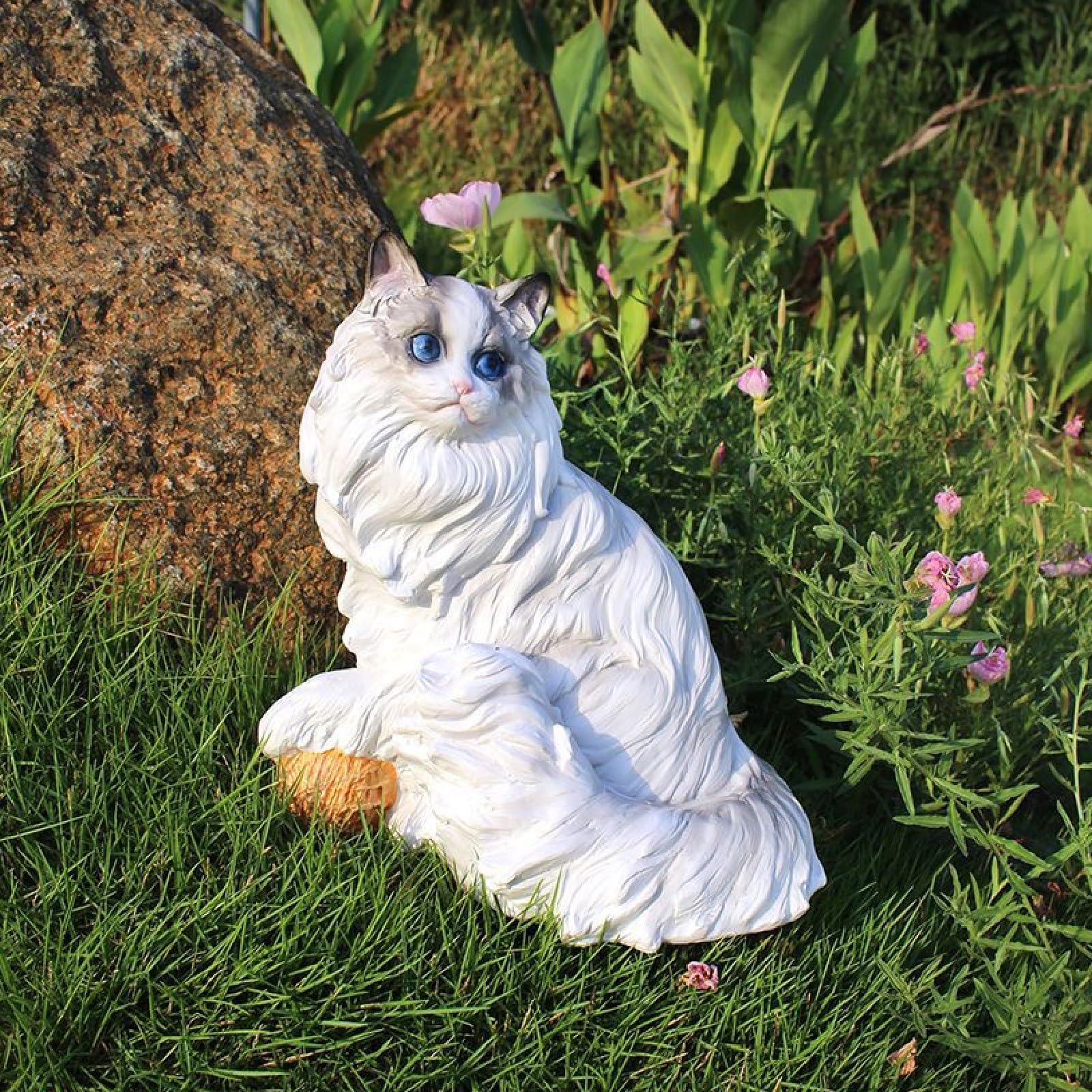 Urocza figurka kota Ragdoll, kreatywna rzeźba kota Ragdoll, figurka zwierzęcia z żywicy, ozdoba pamiątkowa dla zwierząt domowych, prezenty dla miłośników kotów (B)