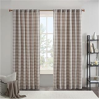 Madison Park Anaheim Cabin Plaid Curtain Window, Thermal Insulated Fleec...