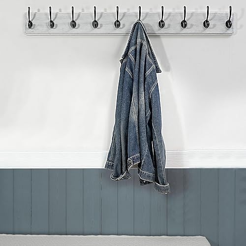 Miniatura 5 de WEBI Perchero de pared para colgar abrigos, 38 916 pulgadas de largo, 10 ganchos, ganchos de pared grandes para colgar abrigos, ropa, chaquetas,