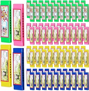 Liliful 100 Pcs Kids Harmonica for Boys Girls Musical Instrument Toy Lightweight and Easy to Carry, Key of C for Beginners for School teaching Early Childhood Enlightenment Performance, 4 Colors
