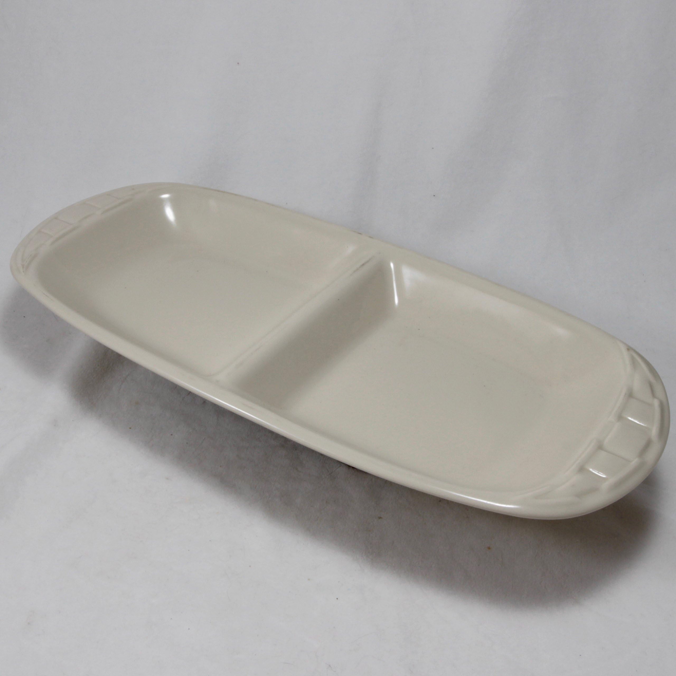 Vitrified Pottery Divided Dish Plate Ivory New Made in Usa
