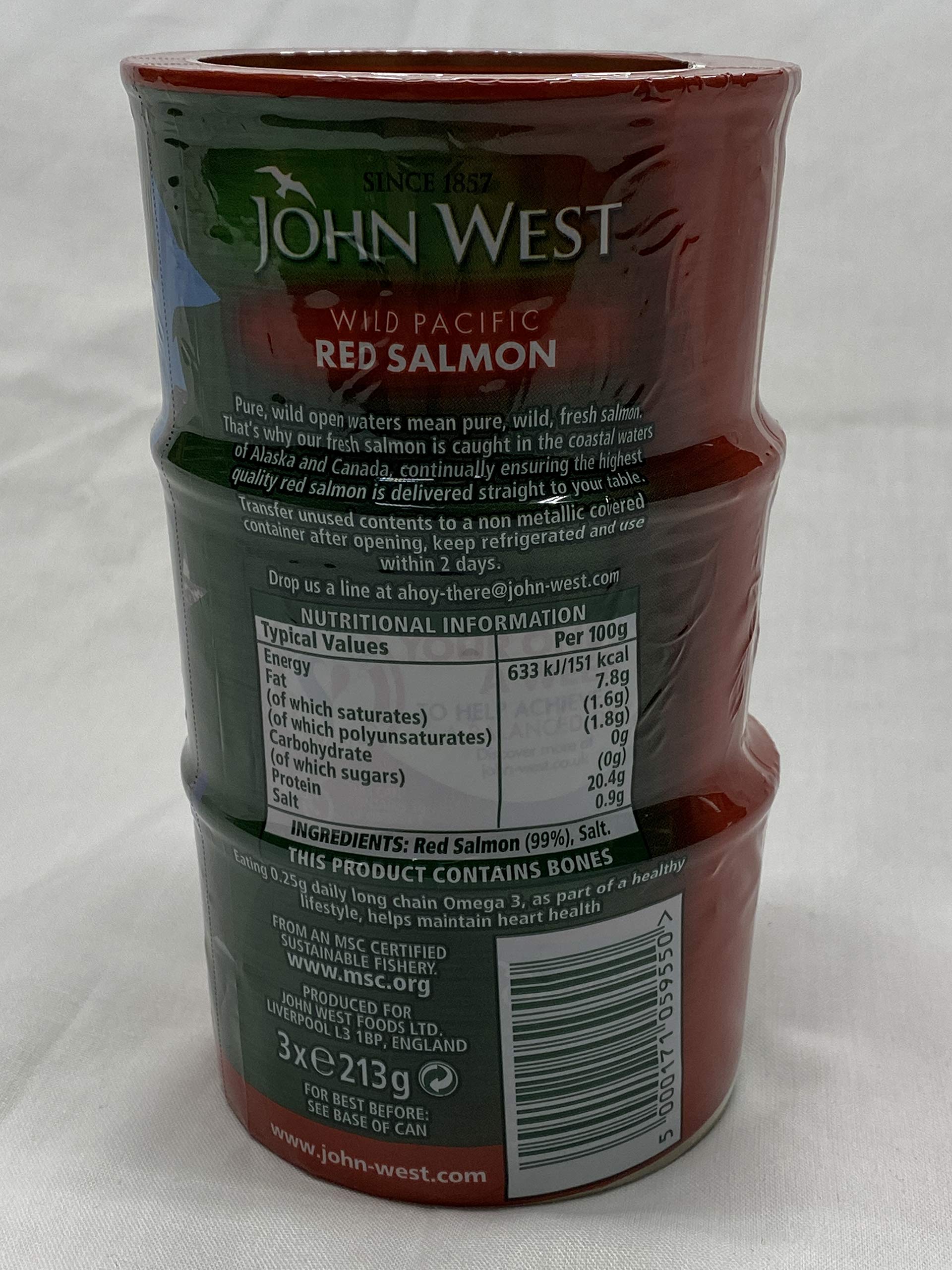 John West Wild Pacific Salmón rojo - 3 X 213G