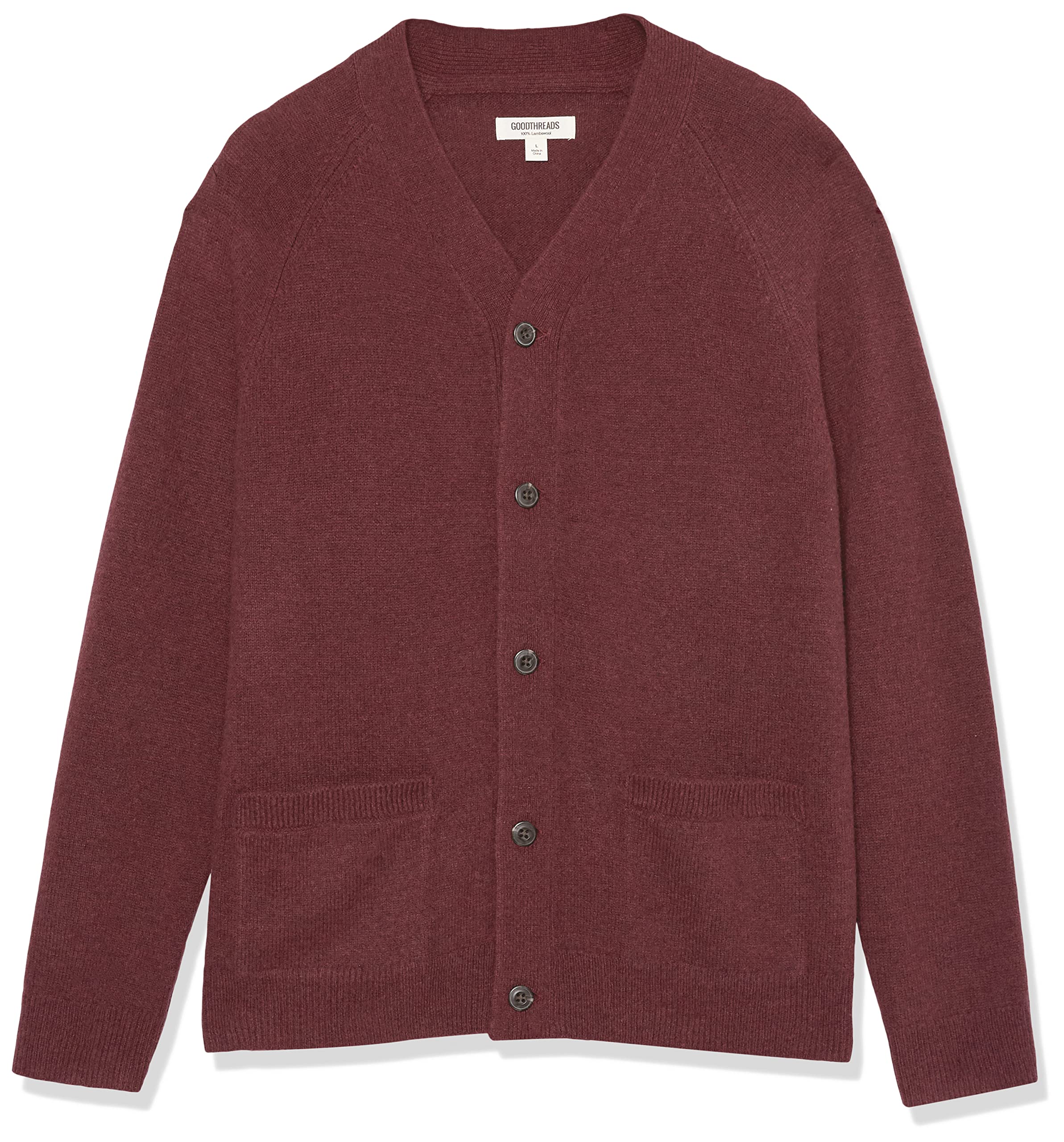 Amazon Essentials Uomo Maglione Cardigan con Scollo A V in Lana di Agnello con Tasche (Precedentemente Goodthreads)