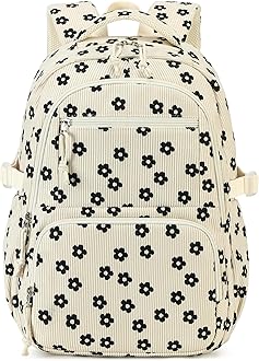 Backpacks for School Girls Backpack Kids Bookbag Cute Backpack 8-12 School Supplies (Black Little Flower 95)