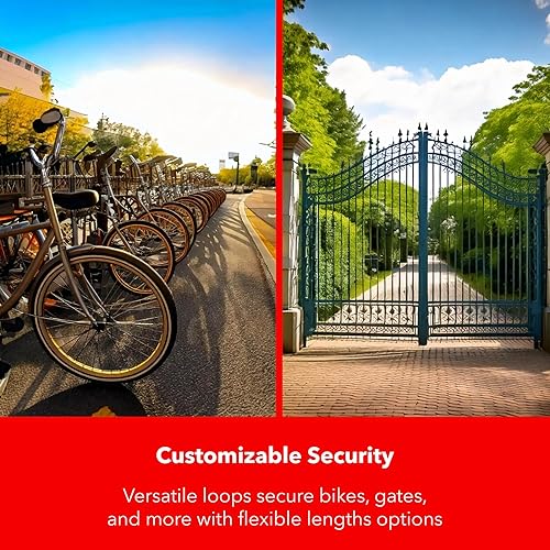 Miniatura 4 de THIRARD Cerradura de cadena resistente  Acero endurecido de 3.94 pies, eslabones resistentes a cortes de 0.394 in, revestimiento de PVC resistente a