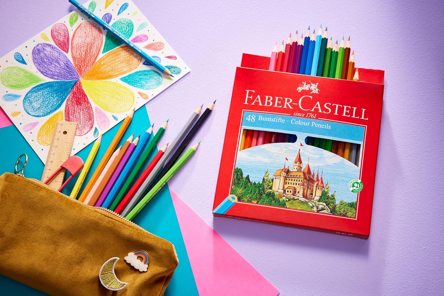 FABER-CASTELL Castle 120148 Colouring Pencils Set, 48 Pieces, Hexagonal, Shatterproof, for Children and Adults