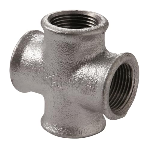 10 unidades – Athusa Crucifijo nº 180 – 3/8 pulgadas de hierro maleable, galvanizado, pieza de conexión de tubo con cuatro roscas interiores se puede conectar como accesorio a sistemas de tuberías con