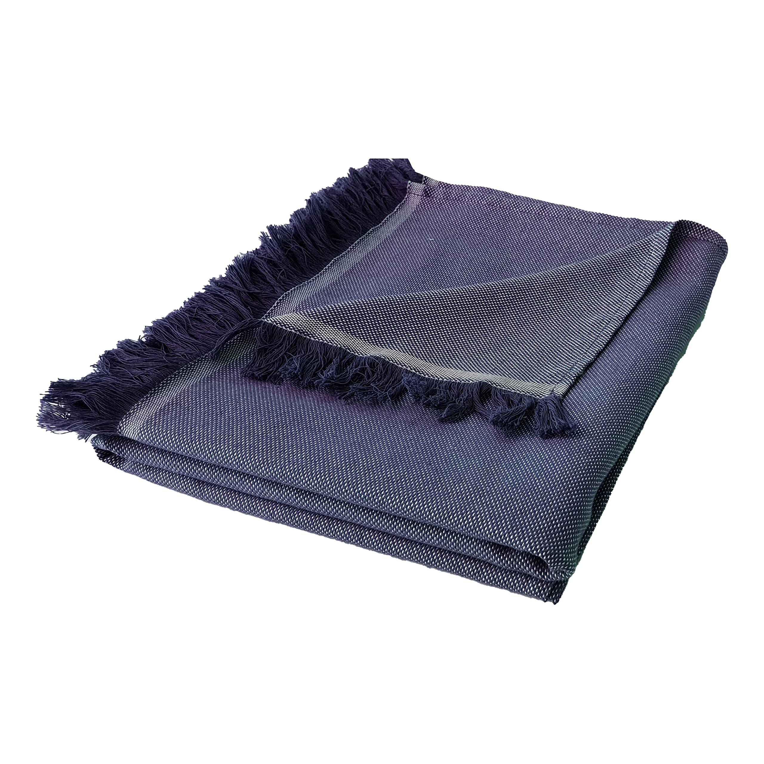 PETIT ALO Manta Plaid para Sofá,Verano - Primavera Algodón | Manta para Exterior, Terraza Multiuso (Azul Marino)