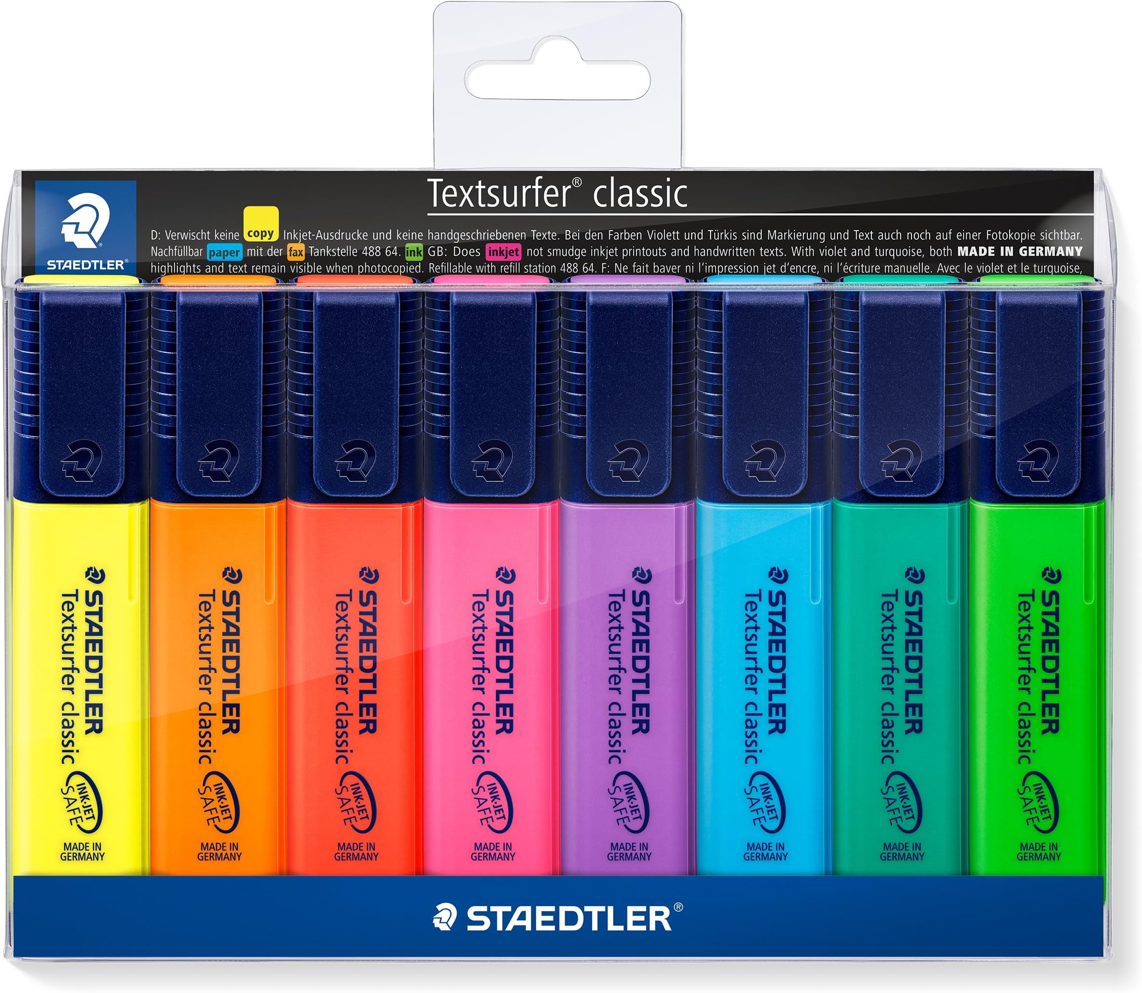 STAEDTLER 364 WP8 Textsurfer Classic Highlighter Pen - Assorted Colours (Wallet of 8)