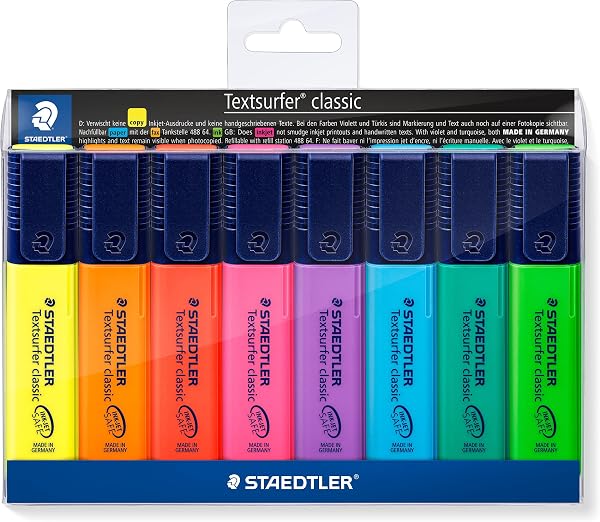STAEDTLER 364 WP8 Textsurfer Classic Highlighter Pen Wallet of 8 Assorted Colours