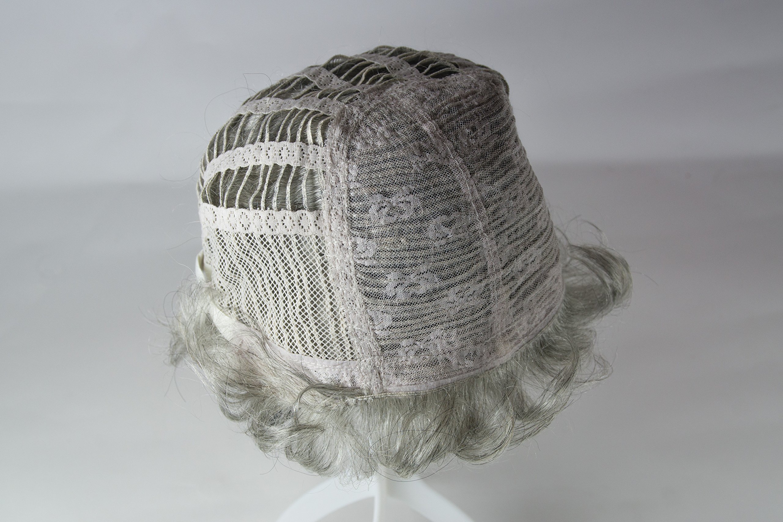 WIG ME UP - NG-HH-13-51 Perücke Damen Herren Echthaar kurz wellig modisch silbriges Grau Silbergrau