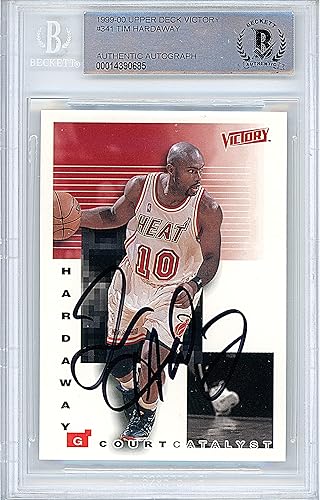 Tim Hardaway Signed Basketball Card, 1999-2000 Upper Deck Victory #341, Beckett Authentic Autograph Slab, Miami Heat Autographed Memorabilia