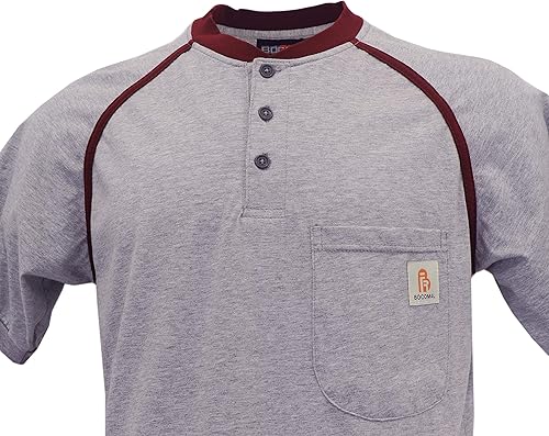 Miniatura 67 de BOCOMAL FR Shirts - Camisa ligera de 5.5 onzas de manga corta y resistente al fuego/ignífuga Gris jaspeado,Gris jaspeado oscuro,marino,Gris,Rojo