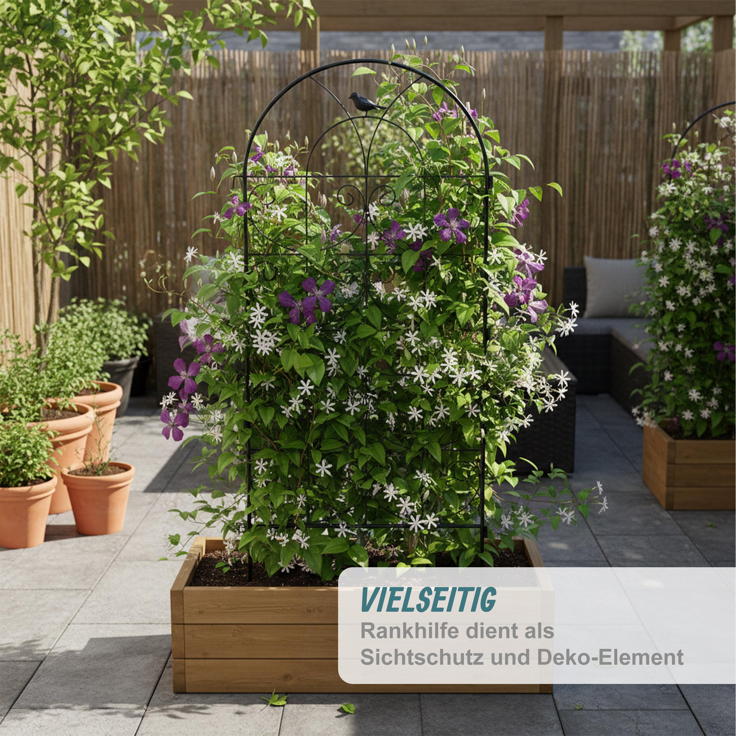 Relaxdays Rankgitter, 4er Set, HxB: 116 x 50 cm, Metall, Rankhilfe für Kletterpflanzen, Garten, Rosenrankhilfe, schwarz