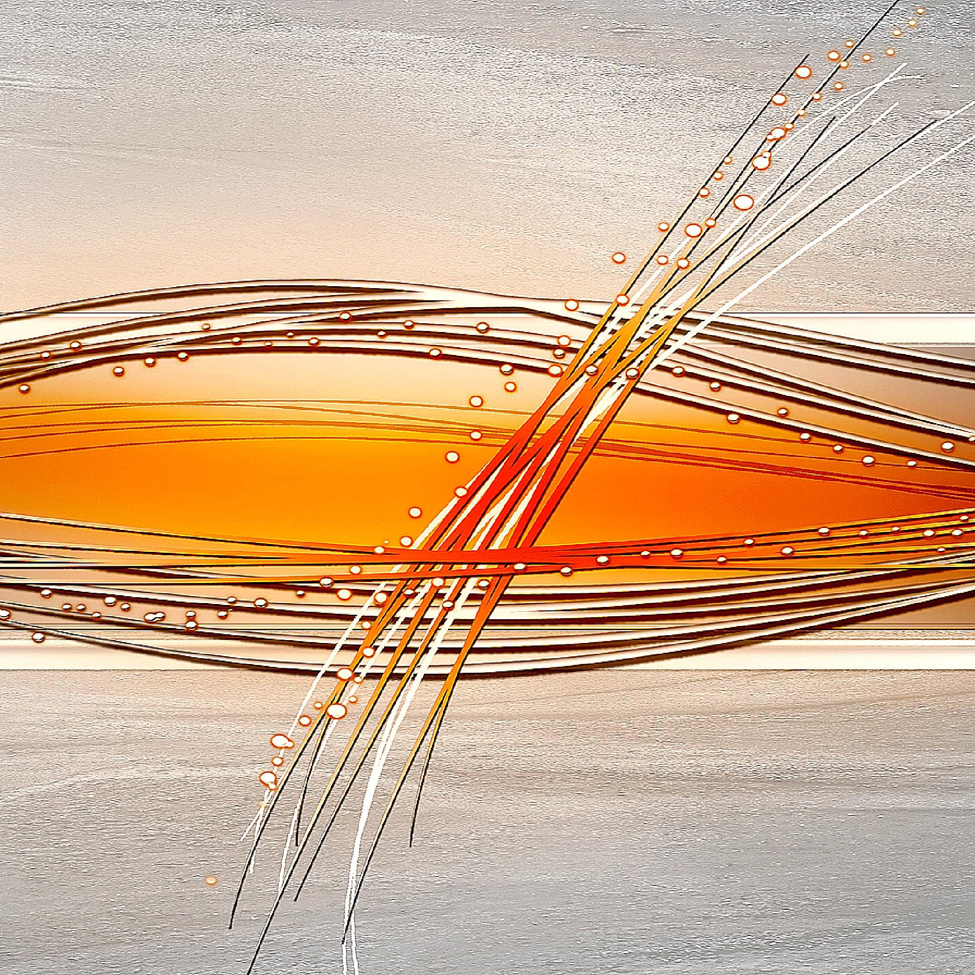 Runa Art Tableau Decoration Murale Abstrait 1 Partie Moderne Toile non tissée Salon Salle Gris Orange Blanc 103312c