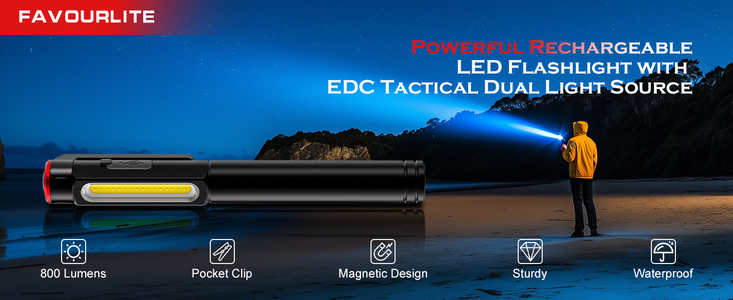 amazon rechargeable pen flashlight Pen Light Flashlight, 800 Lumens LED Pen Flashlights Rechargeable 6 Modes  COB Magnetic Flashlight with Clip Bright Pocket Flashlights Work Light  Portable Waterproof Durable Penlight for Nurse