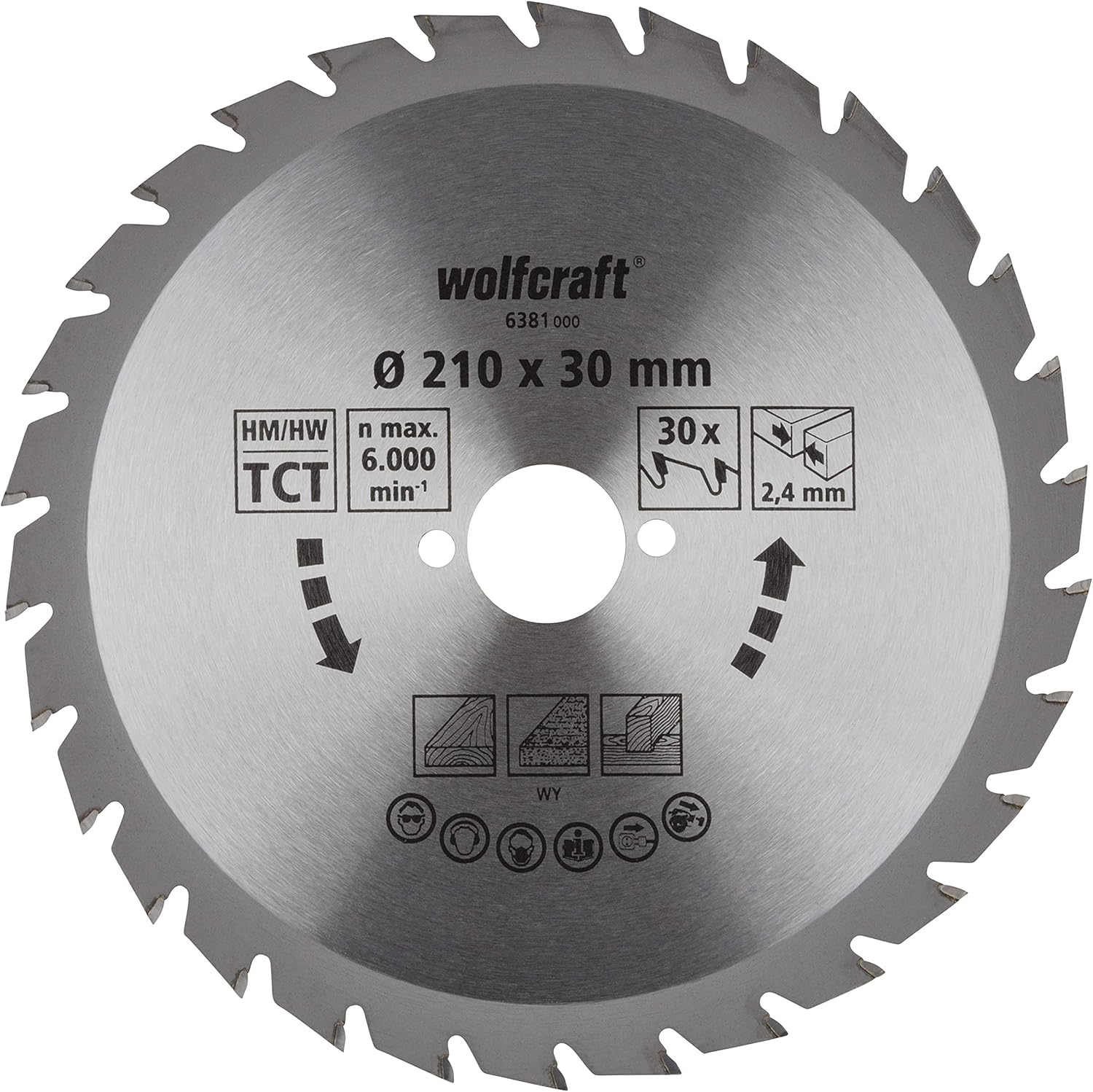 wolfcraft TC Circular Hand Saw Blade, green series I 6381000 I Fast, medium-coarse cuts