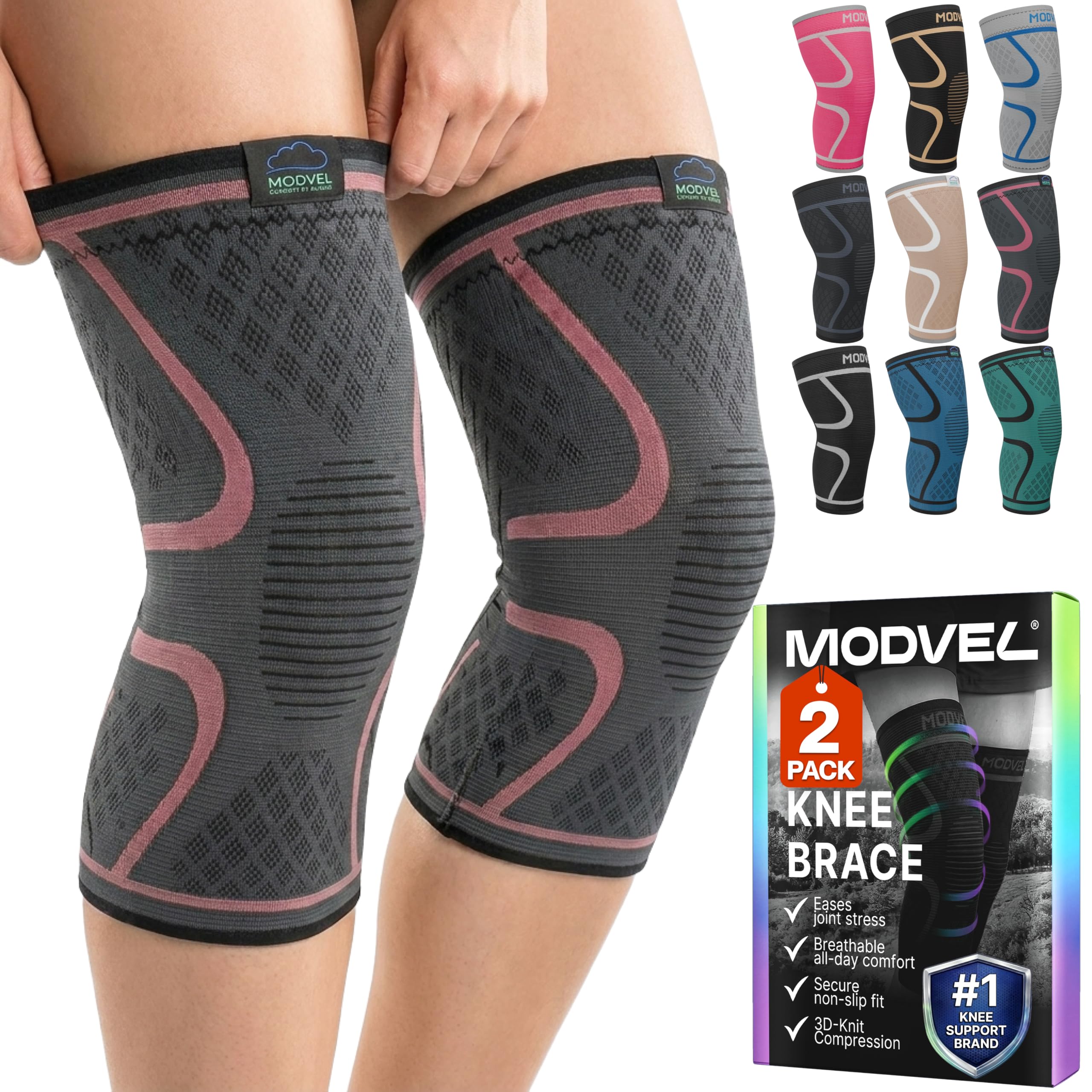 MODVEL Paquete de 2 rodilleras de compresión para hombres y mujeres, rodilleras para correr, ortopédicas para el alivio de rotura de menisco, artritis y malestar articular (XXXL) — view 13
