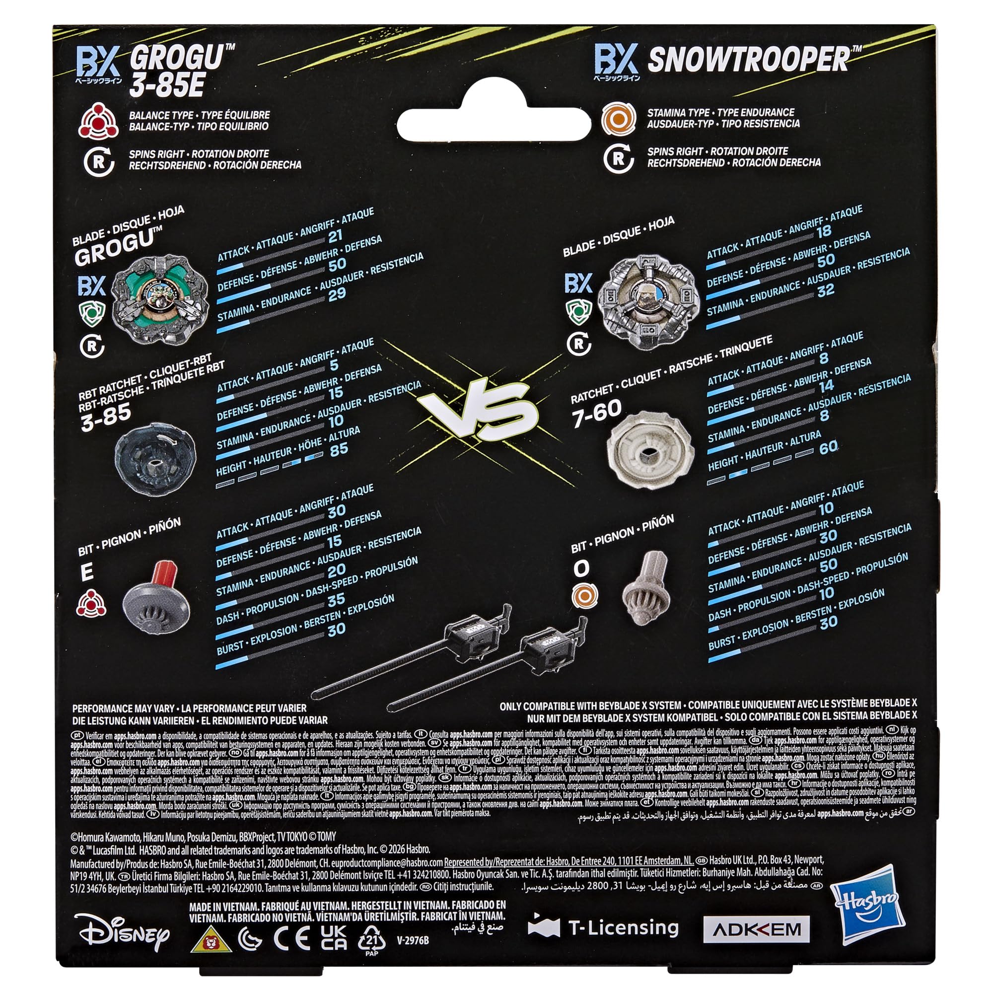 Colaboración Beyblade X y Star Wars, Grogu vs. Snowtrooper, 2 Tops de Batalla Takara Tomy, 2 lanzadores, Juguetes Star Wars, A Partir de 8 años
