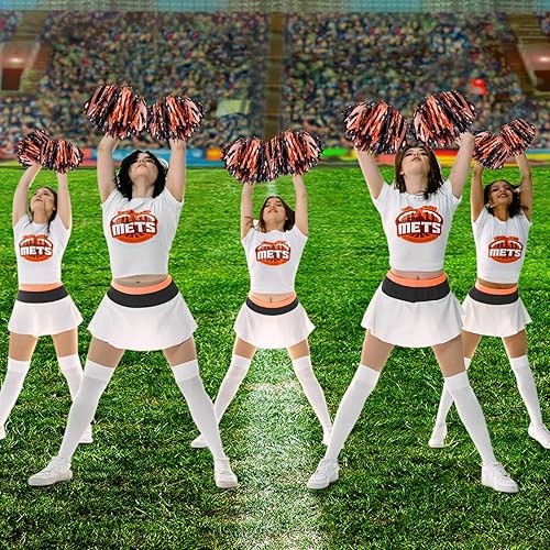 Miniatura 4 de 24 pompones de animadora con mango metálico para animadora animadora y animadora para fiestas de equipo deportivo, baile, animación