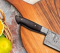 Vista 8 de Jayger Cuchillo de chef de cocina de Damasco - Cuchilla afilada - Cuchillos profesionales de espiga completa Cuchillo de carnicero - Cuchillo