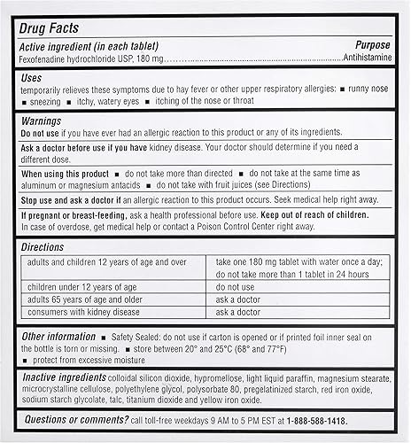 Miniatura 3 de Remedio contra alergias fexofenadina clorhidrato similar a Allegra 0006 oz 1