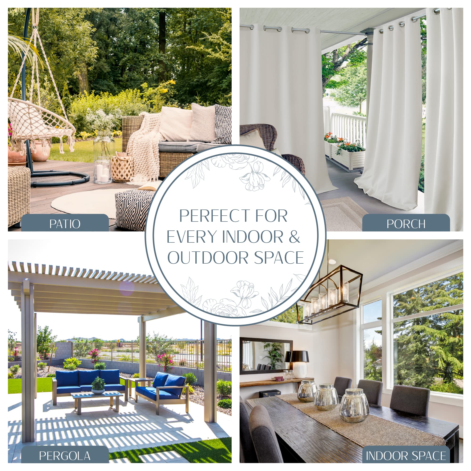 Elrene Home Fashions Connor Weatherproof Grommet Top Indoor/Outdoor Solid Color Curtain Panel for Porch Pergola, Patio, Deck - Image 3