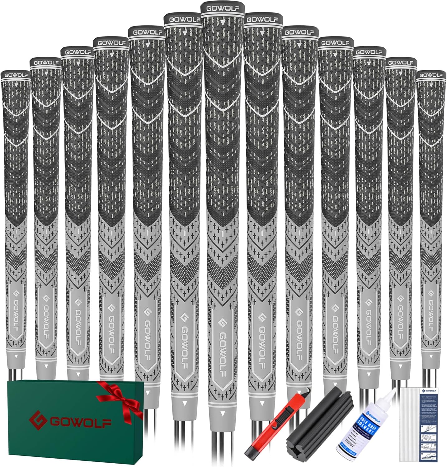 Gowolf Golf Grip Cord Rubber Multi-compound Golf Driver Irons Club Choose 13 Grips with 15pcs Tapes Or Full Kit choose one