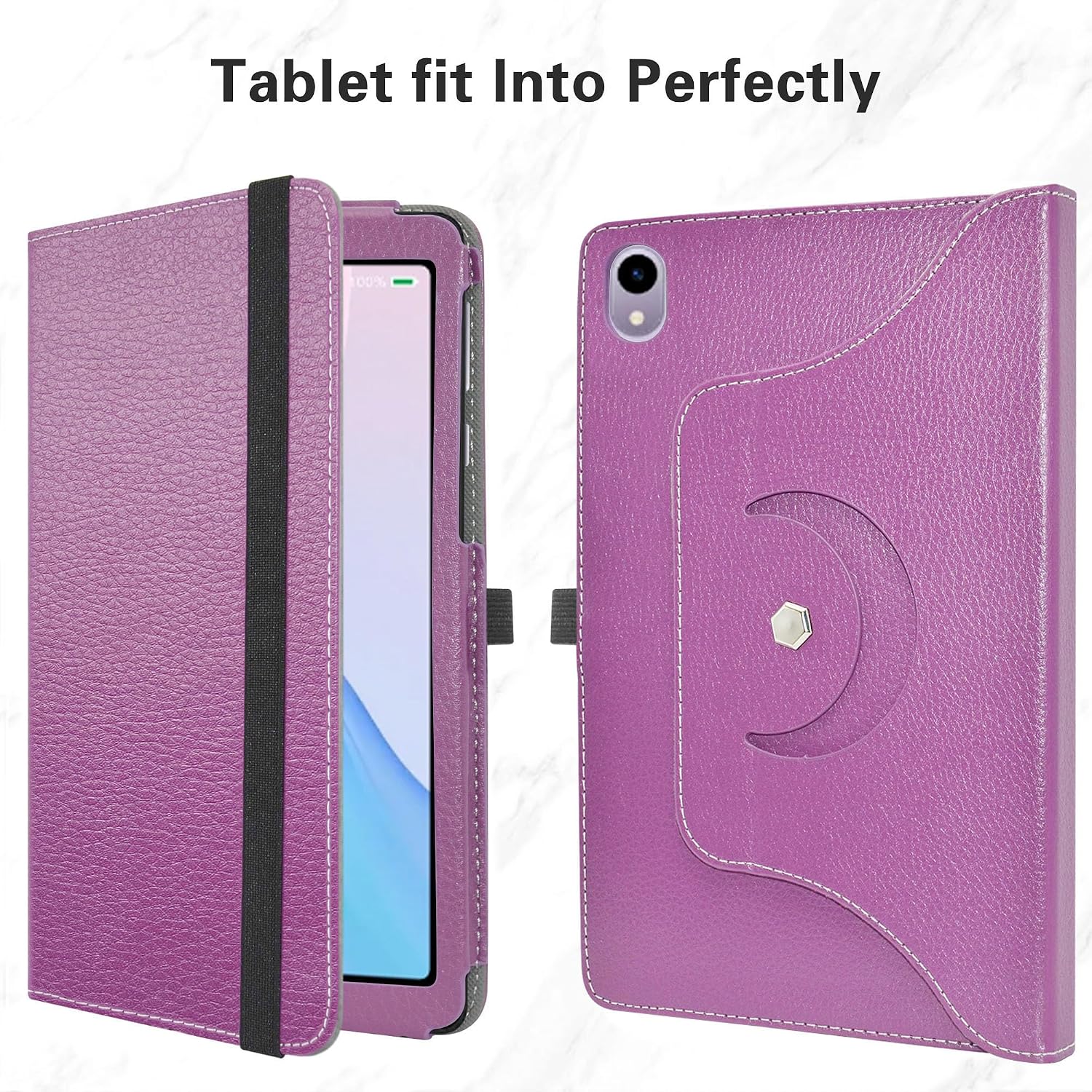 Tablet Cover for ONN 8.1 Tablet (2026 Model),360 Degree Rotary Stand with Cute Pattern Cover for ONN 8.1 Tablet (2026 Model) 8.1" Tablet Case,Purple image 4