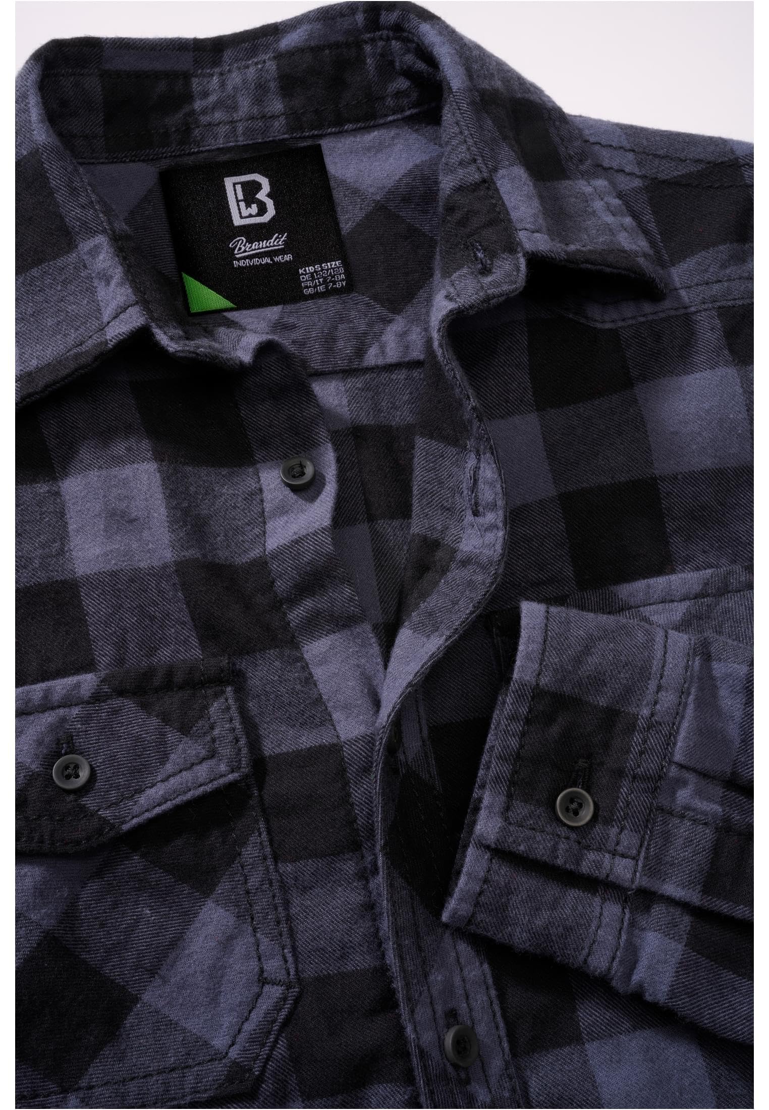 Brandit Kids' Checked Shirt Unisex T-Shirt Nero/Grigio