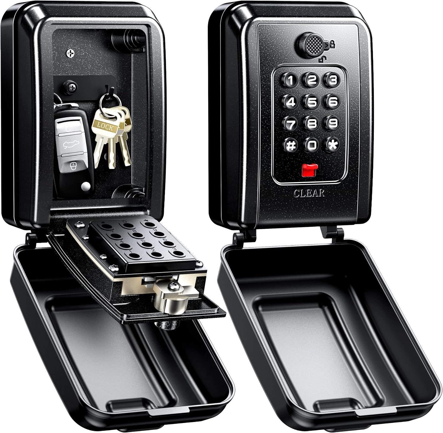 ISEYOU Lock Box for Keys with Code, Wall-Mounted Key Lock Box with Resettable Code, 12-Digit Combination Outdoor Lockbox, Large Capacity & Weatherproof Key Safe Storage for Home, Office, Apartment
