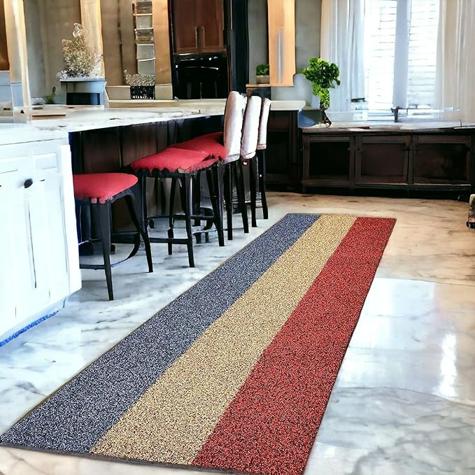 Motella Crafts PVC Cushion Noodle Strip Modern Multipurpose Mat for Home Entrance, Indoor Outdoor Anti Slip PVC Floor Mat for Bedroom Kitchen (2 *3 Feet, multi color)